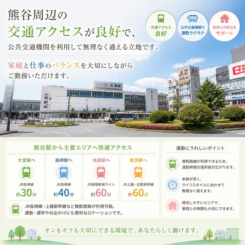 通勤も安心！無理なく働ける環境