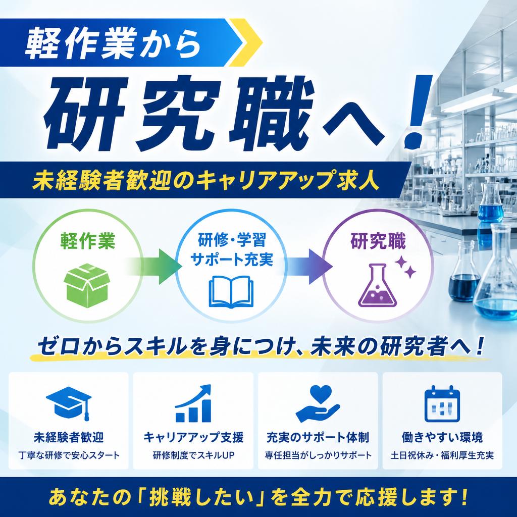 軽作業から研究職へ！未経験者歓迎のキャリアアップ求人