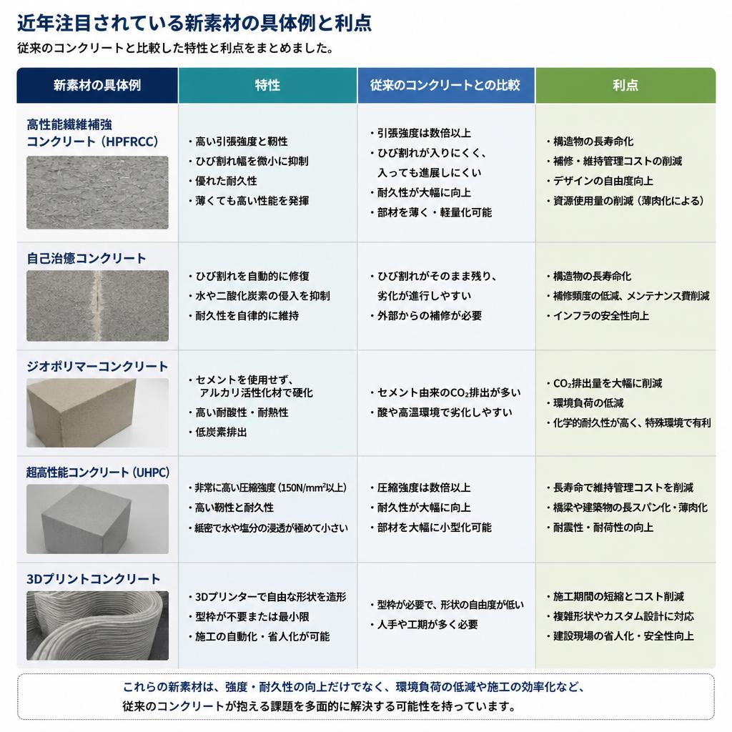 新素材の特性と利点