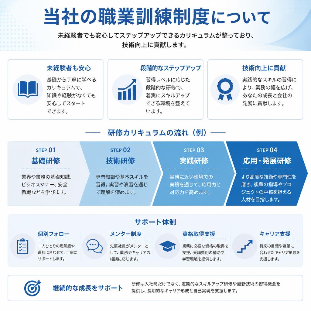 充実した職業訓練で技術をマスター