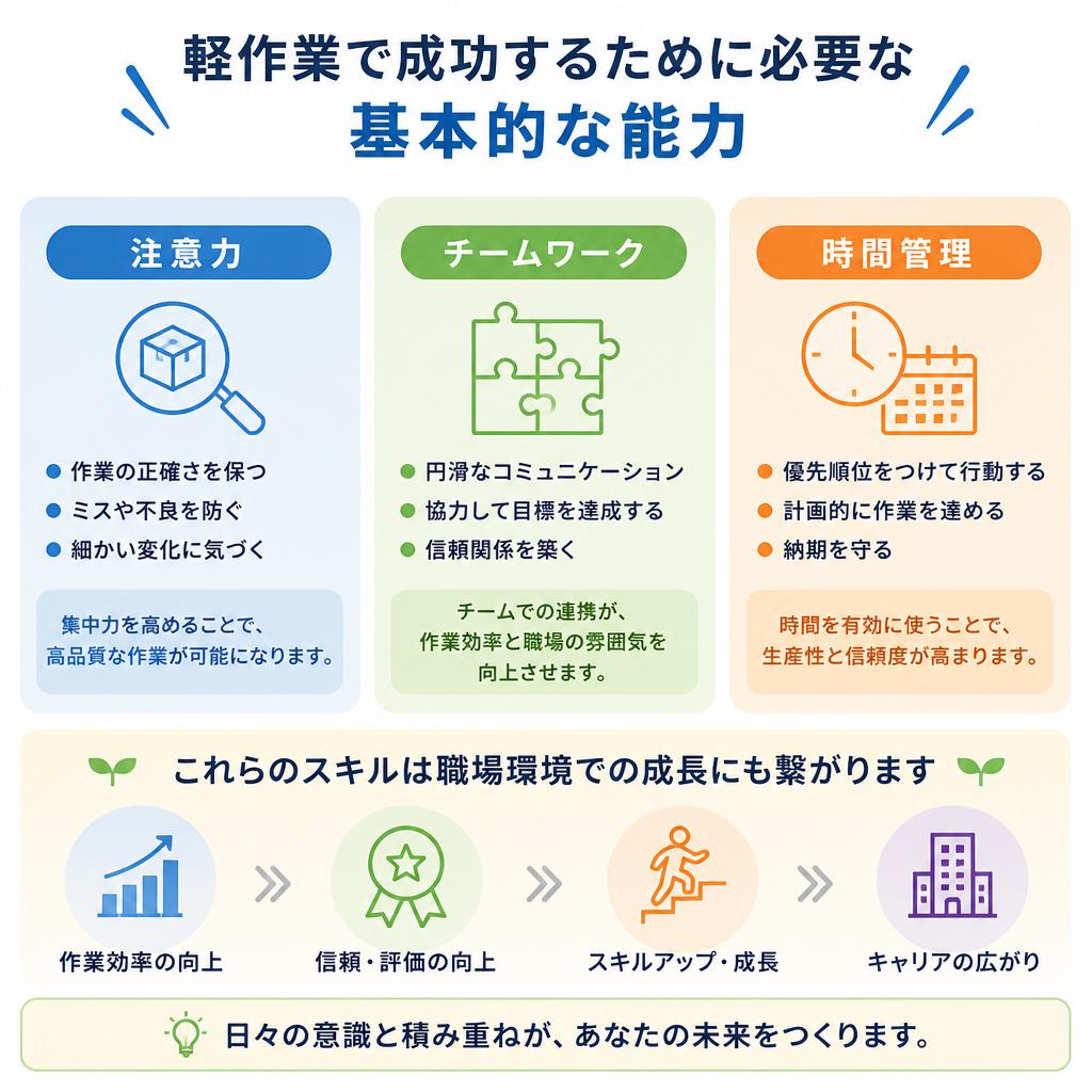 軽作業で求められる基本的な能力