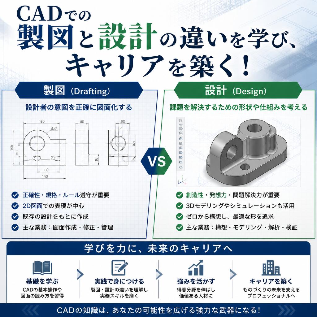 「CADでの製図と設計の違いを学び、キャリアを築く！」