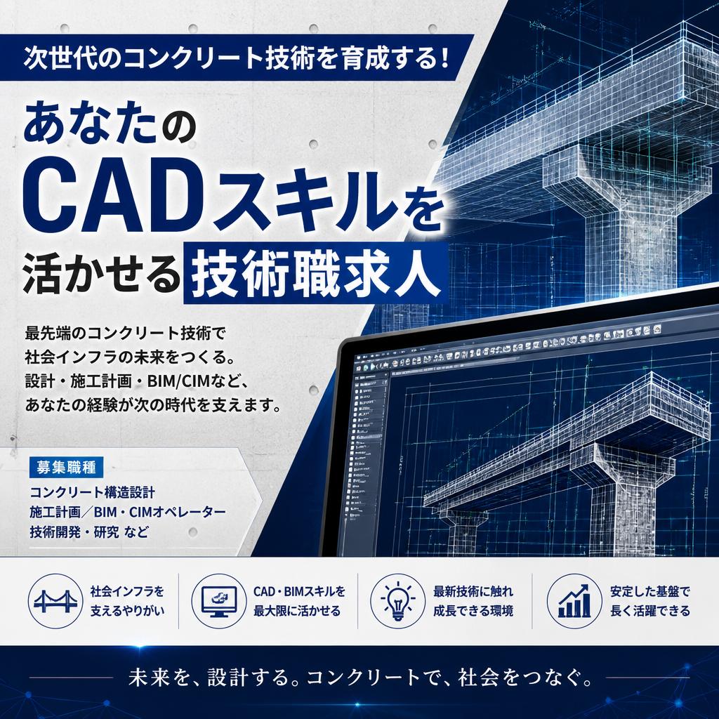 次世代のコンクリート技術を育成する！あなたのCADスキルを活かせる技術職求人