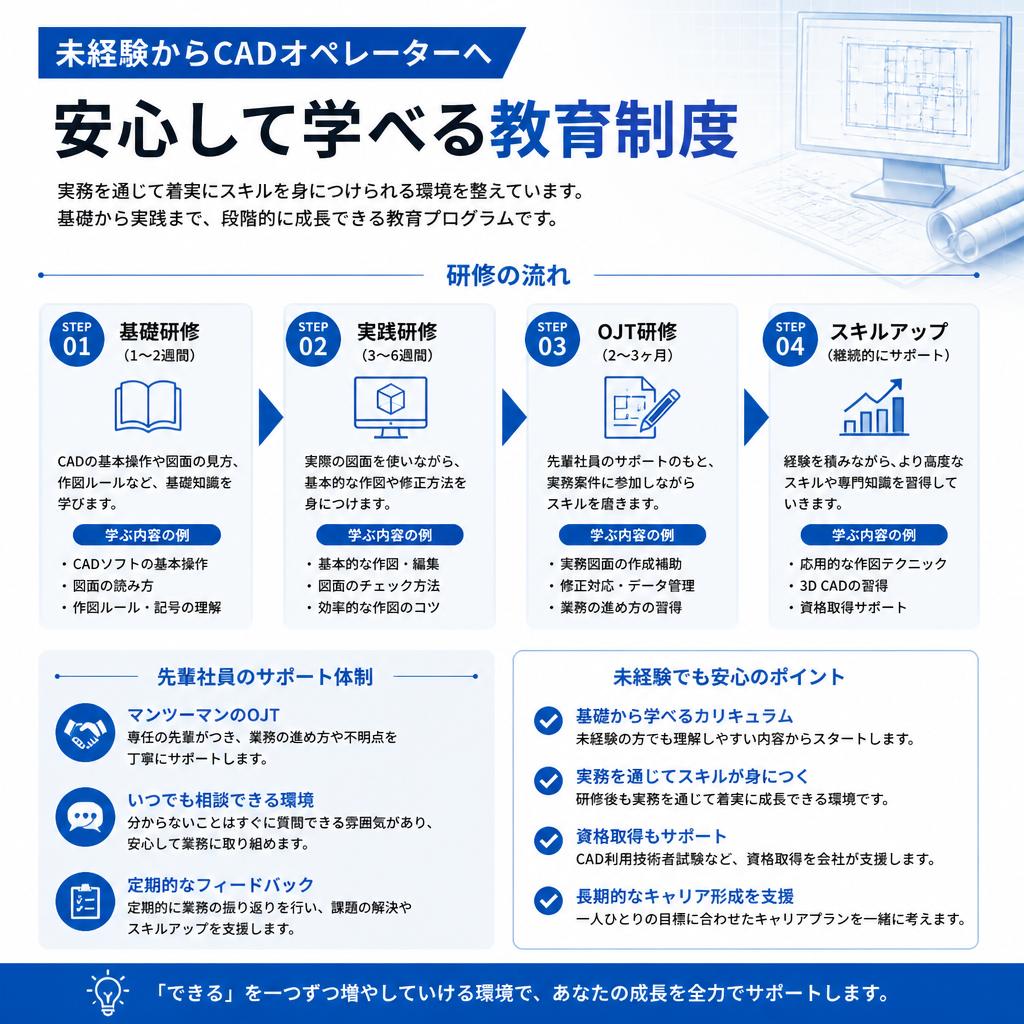 未経験者歓迎！実践的な教育制度